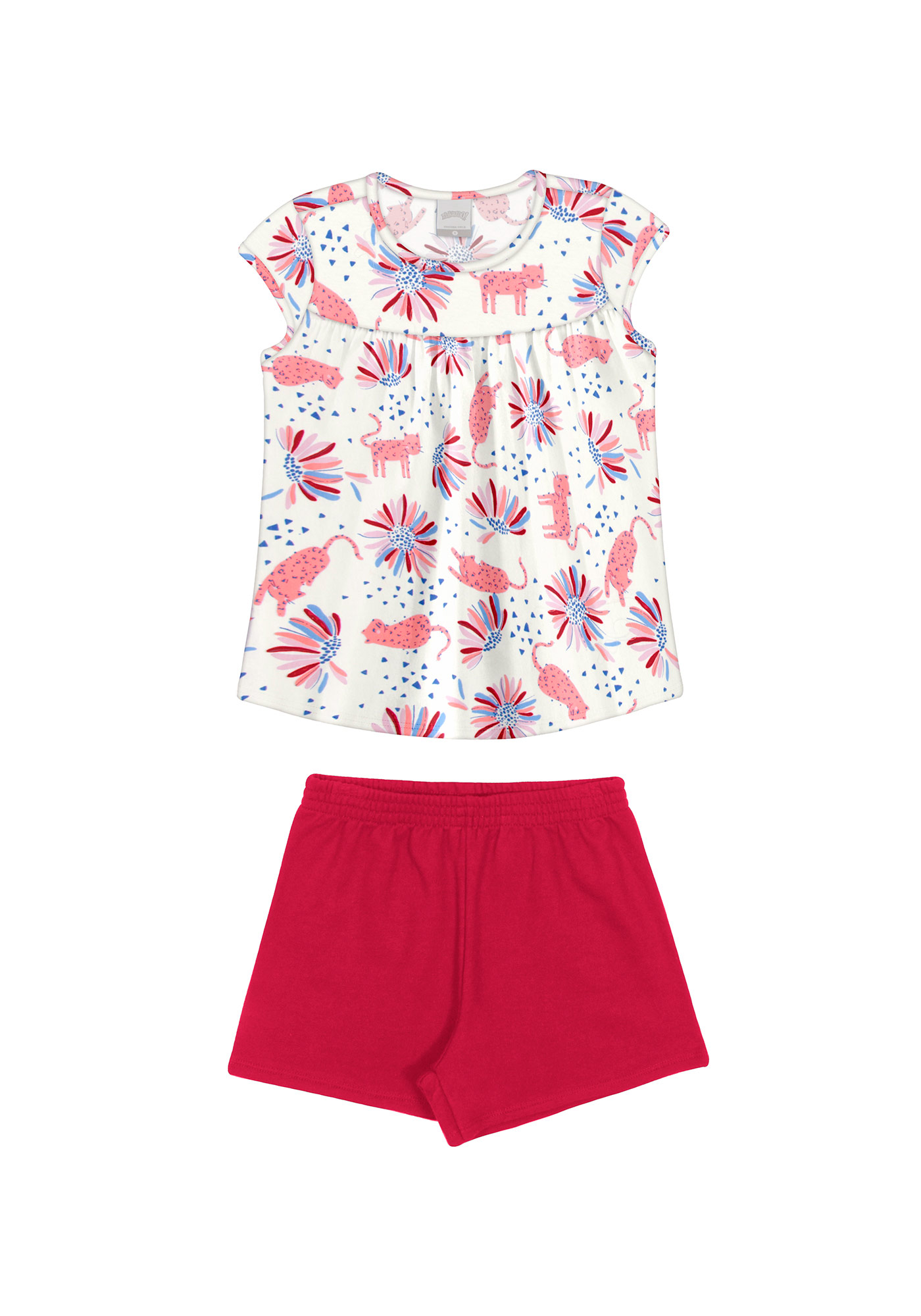 Conjunto infantil menina blusa e shorts em cotton