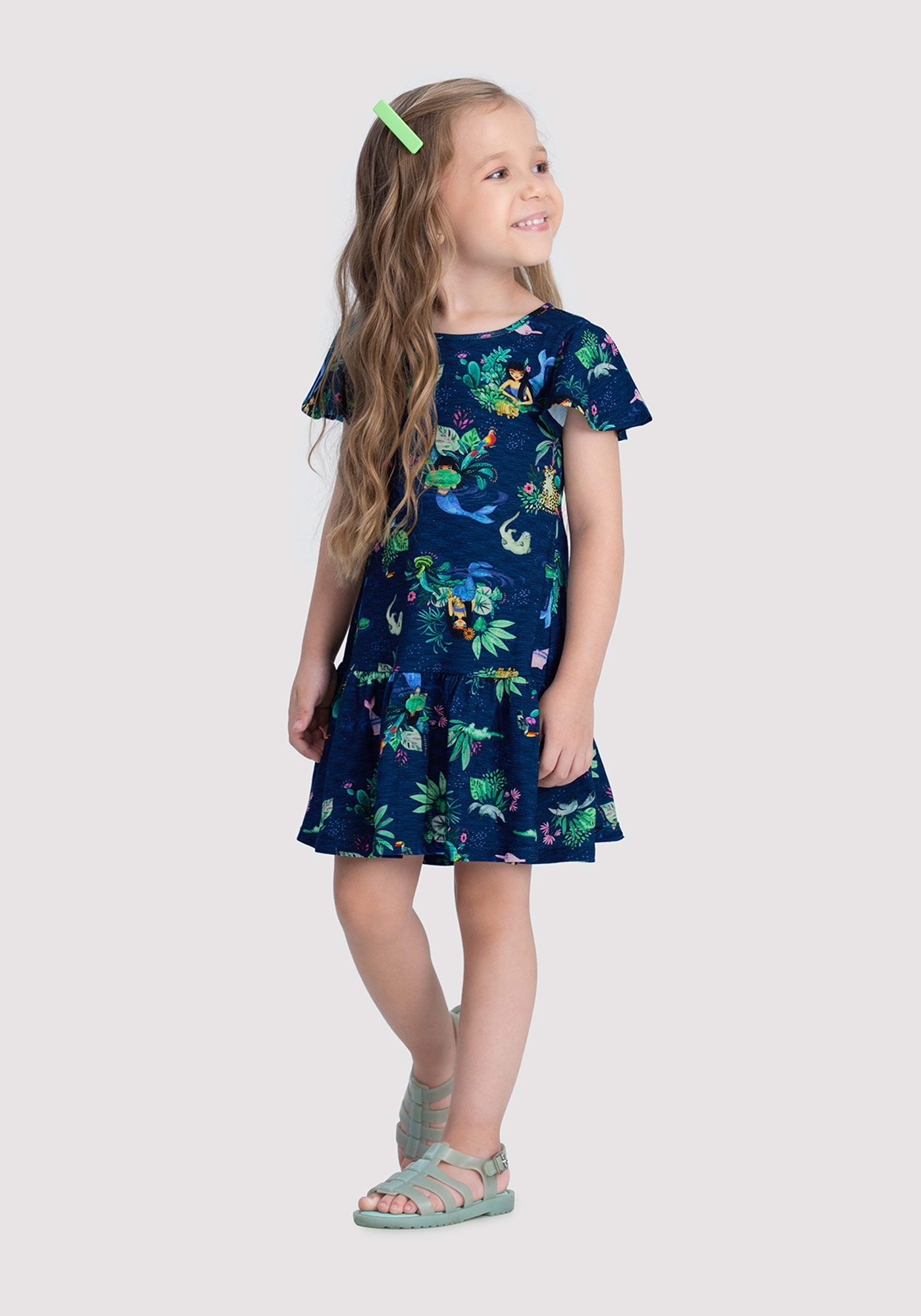 Vestido Infantil Menina com Babado Favoritos ALK 19031 4 a 10 anos